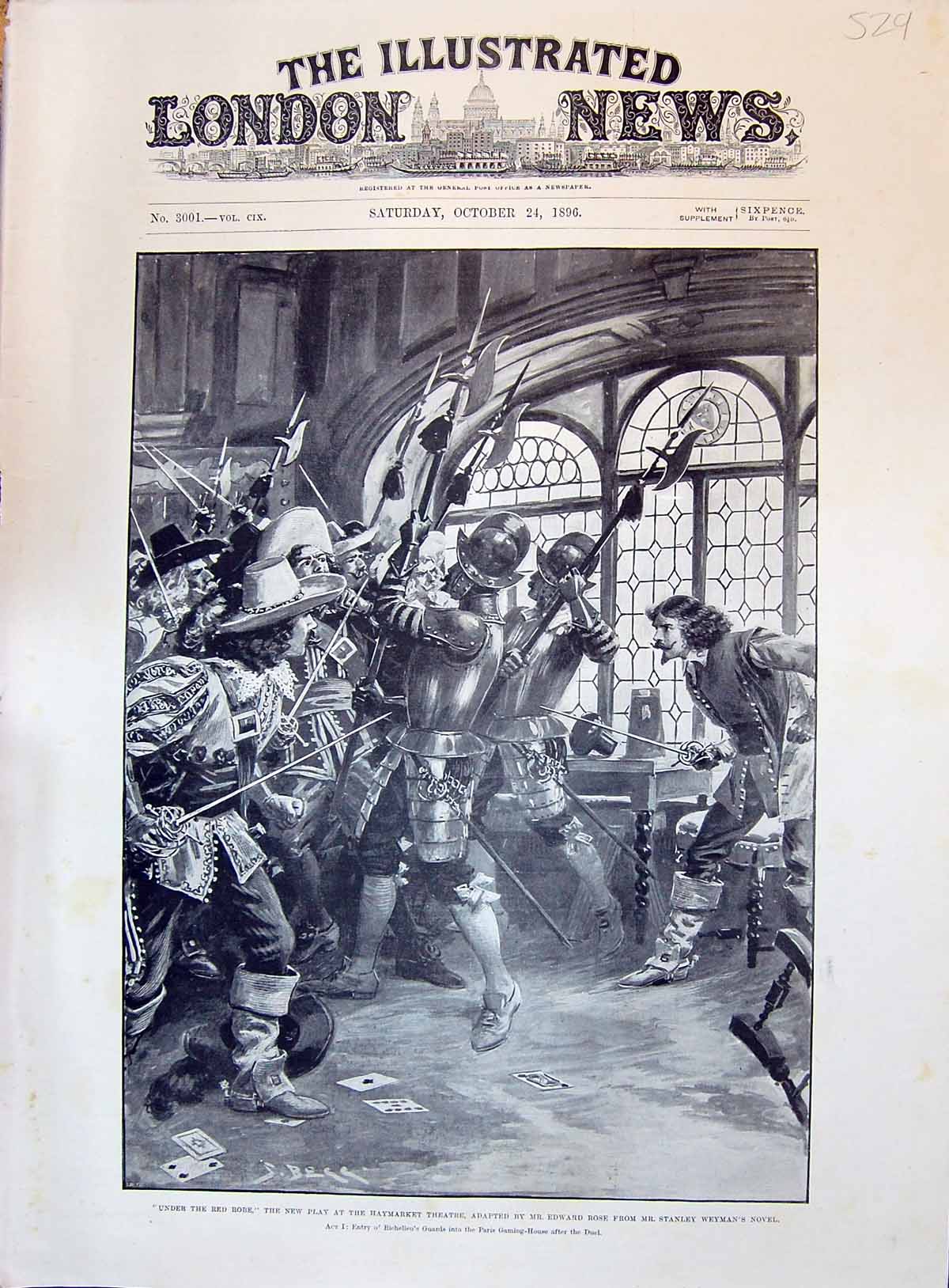 Old 1896 Under Red Robe Play Haymarket Theatre Edward Rose Stanley We Victorian