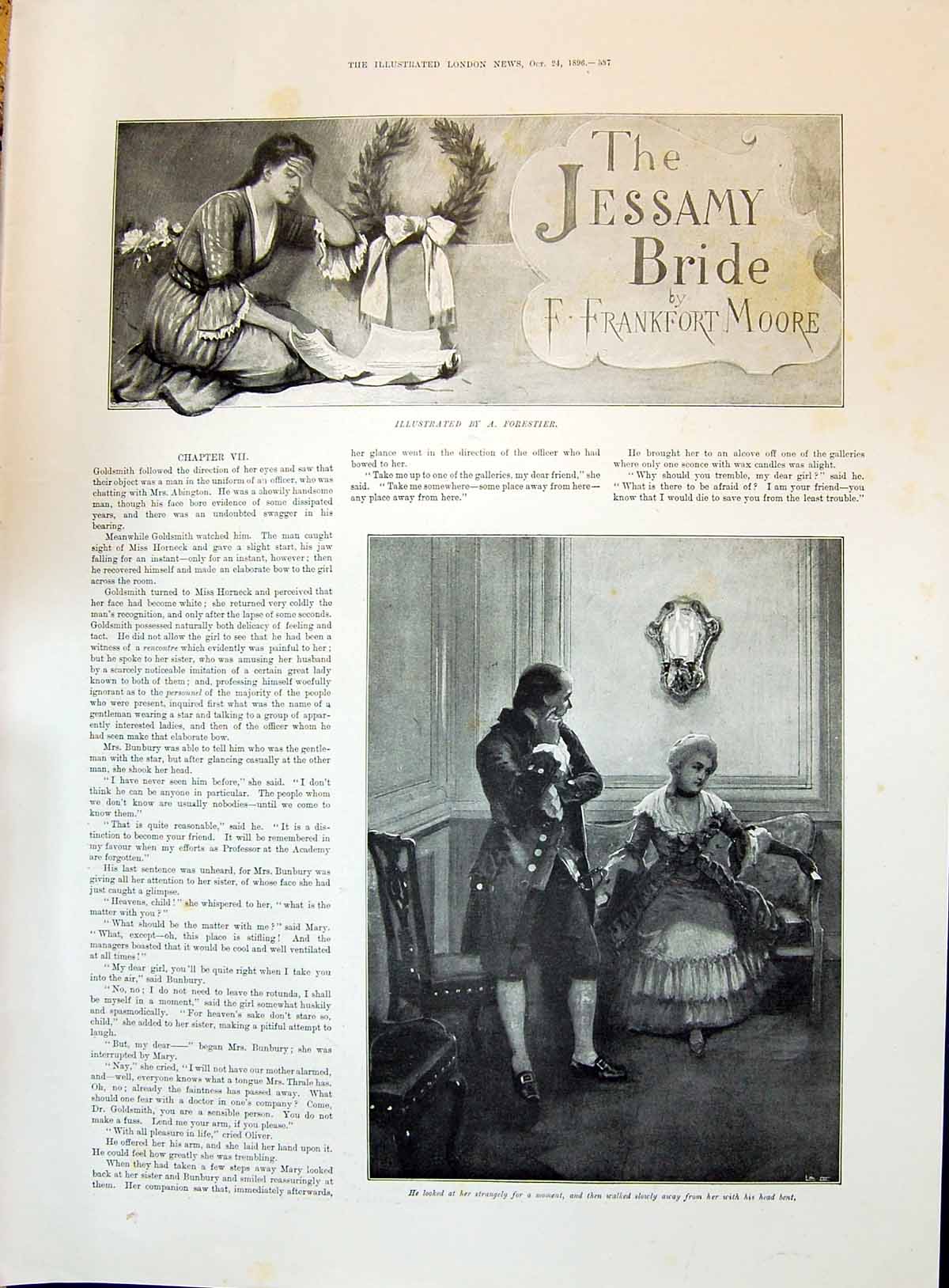 Old 1896 Story Illustration Jessamy Bride Frankfort Moore Man Lady Ro Victorian