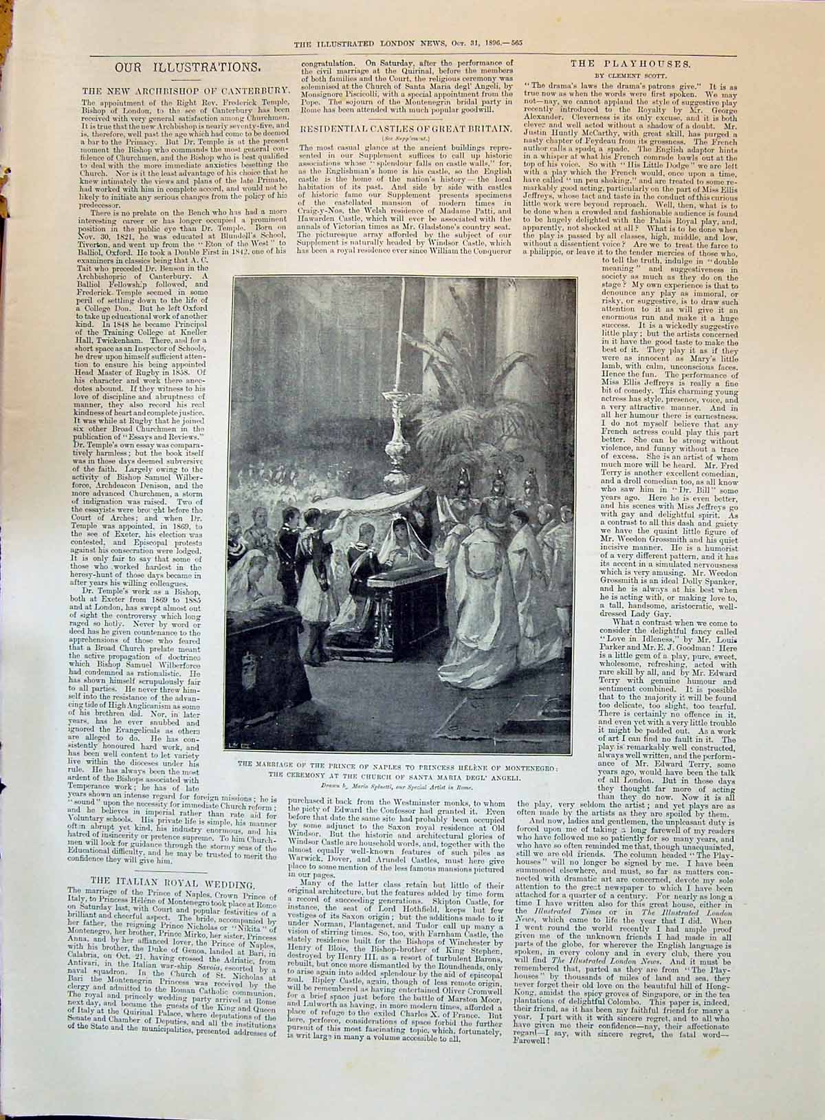 Old 1896 Marriage Prince Naples Princess Helene Montenegro Church San Victorian