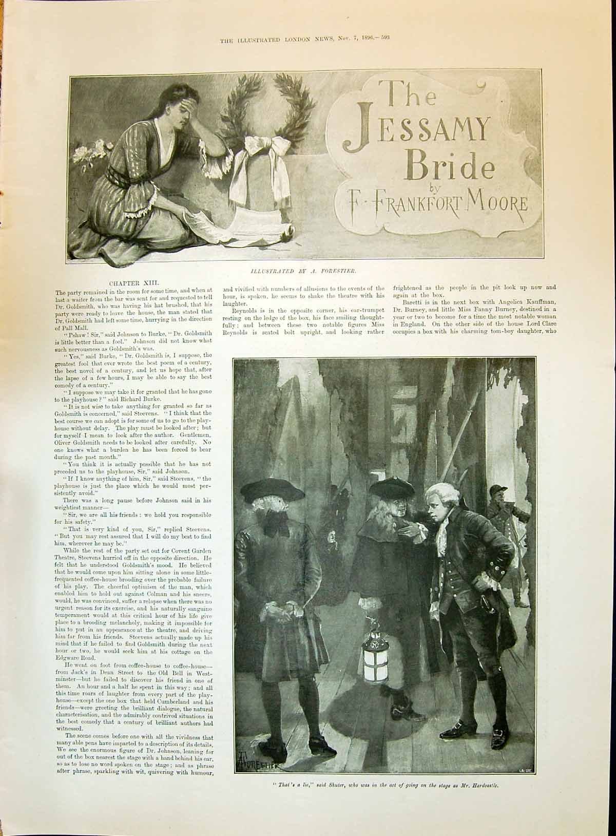 Old 1896 Story Illustration Jessamy Bride Frankfort Moore Men Lamp Li Victorian