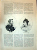 Old Print 1896 Marriage Wedding Duc D'Orleans Archduchess Maria Dorothea 19th