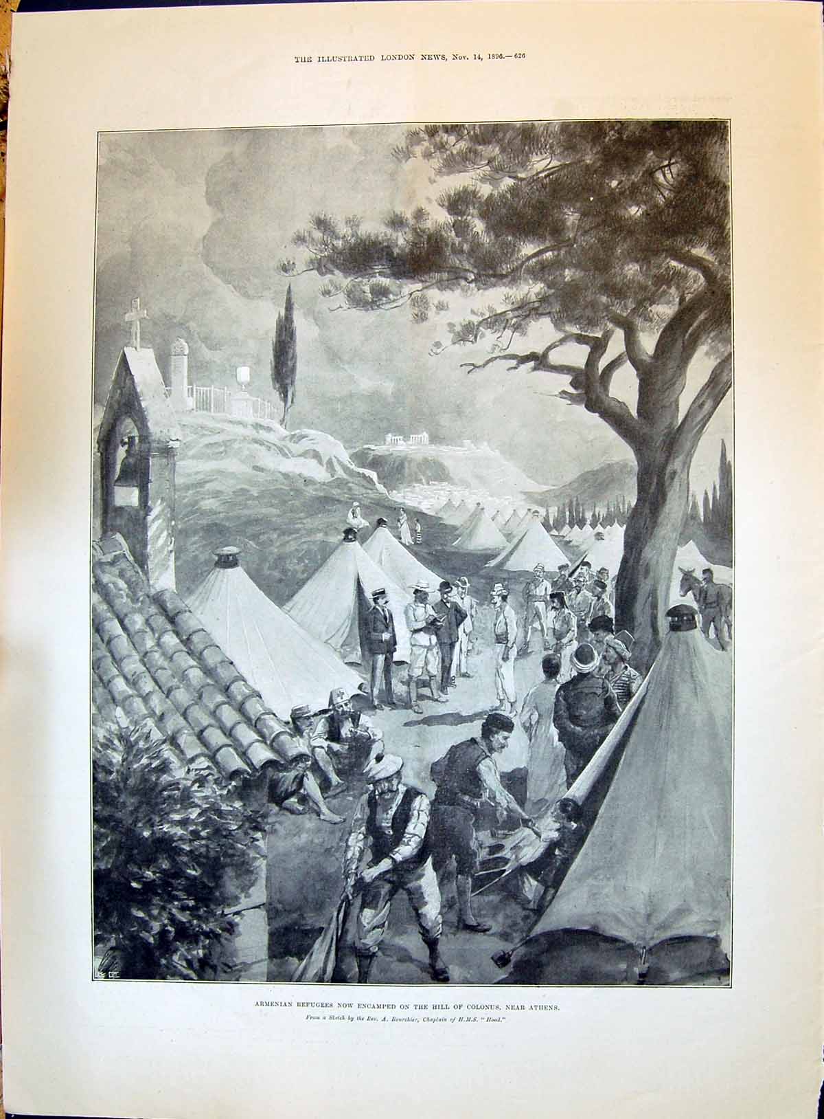 Old 1896 Armenian Refugees Encamped Hill Colonus Athens President Kru Victorian