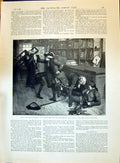 Original Old Antique Print 1896 Men Fighting Chair Swaords Forestier Victorian