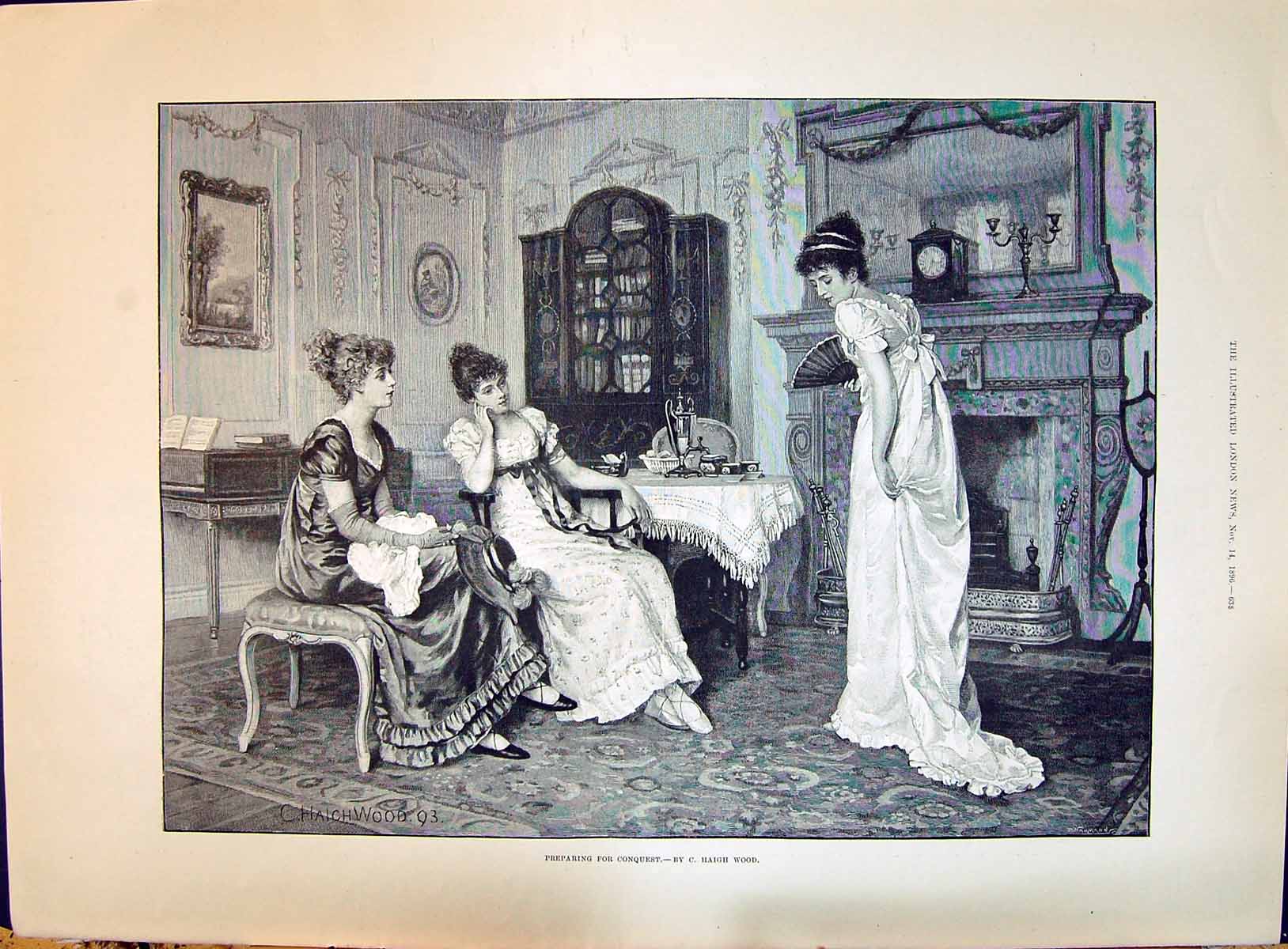 Old 1896 Ladies Preparing Conquest Haigh Wood Lassoing Cattle Argenti Victorian