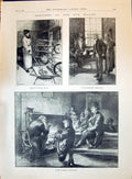 Antique Print 1896 Bailey Court Cooking Lunch Kitchen Witness Waiting Room 19th