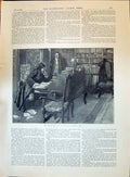 Old 1896 Man Study Library Books Table Servant Golf Clubs Sport Count Victorian