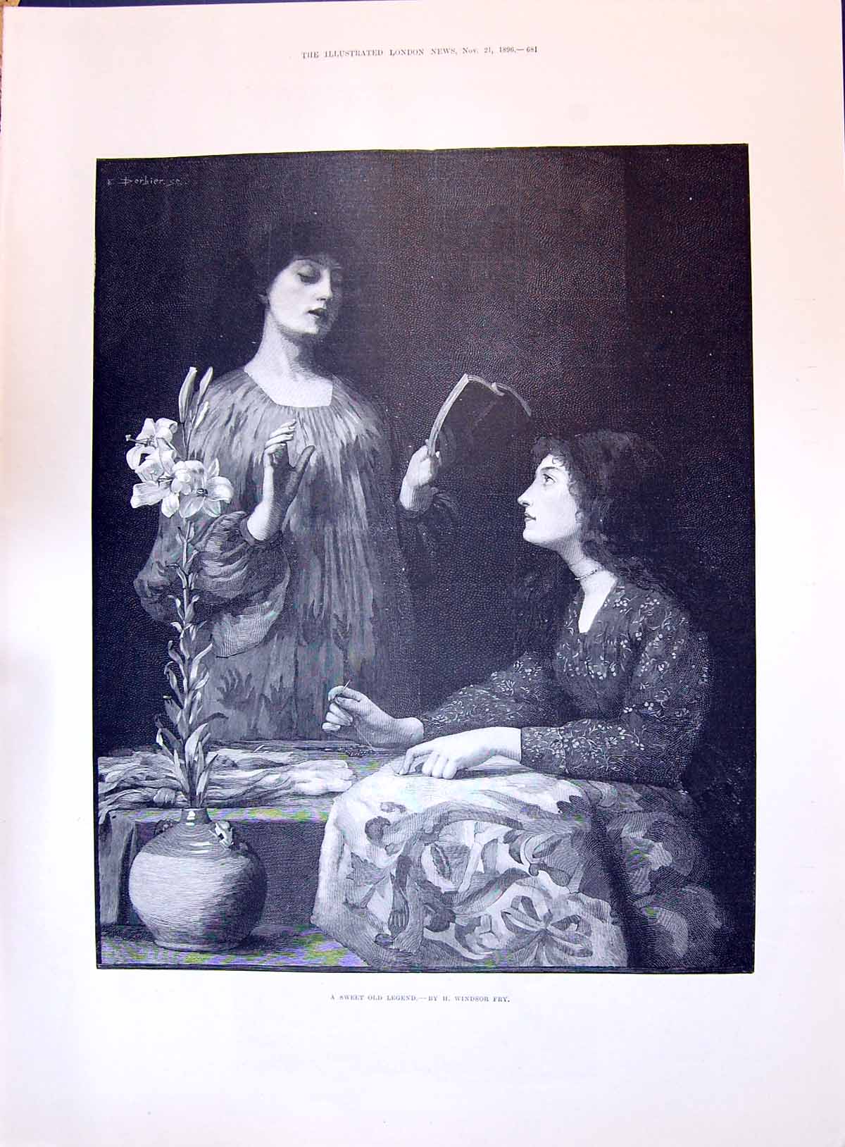 Antique Print 1896 Sweet Legend Beautiful Women Fry Madame Paquin Isidore P
