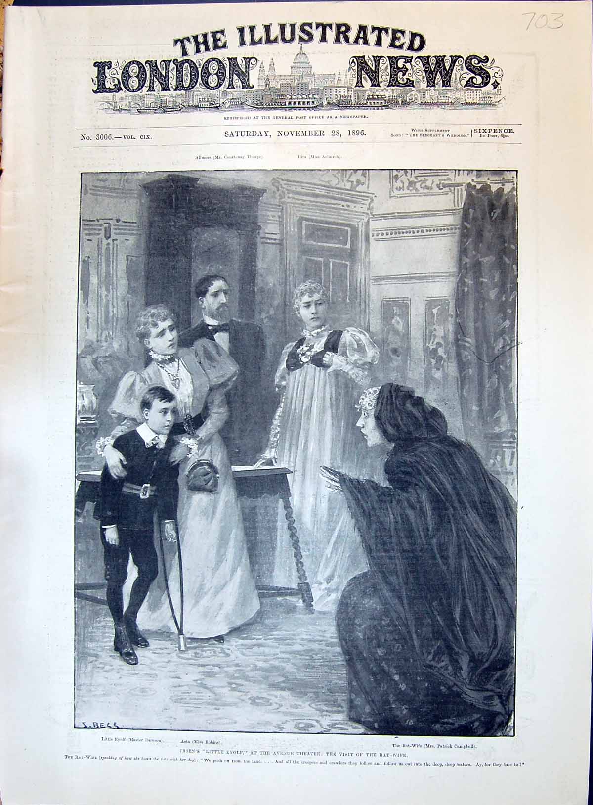 Old 1896 Ibsen Little Eyolf Avenue Theatre Bat-Wife Patrick Campbell Victorian