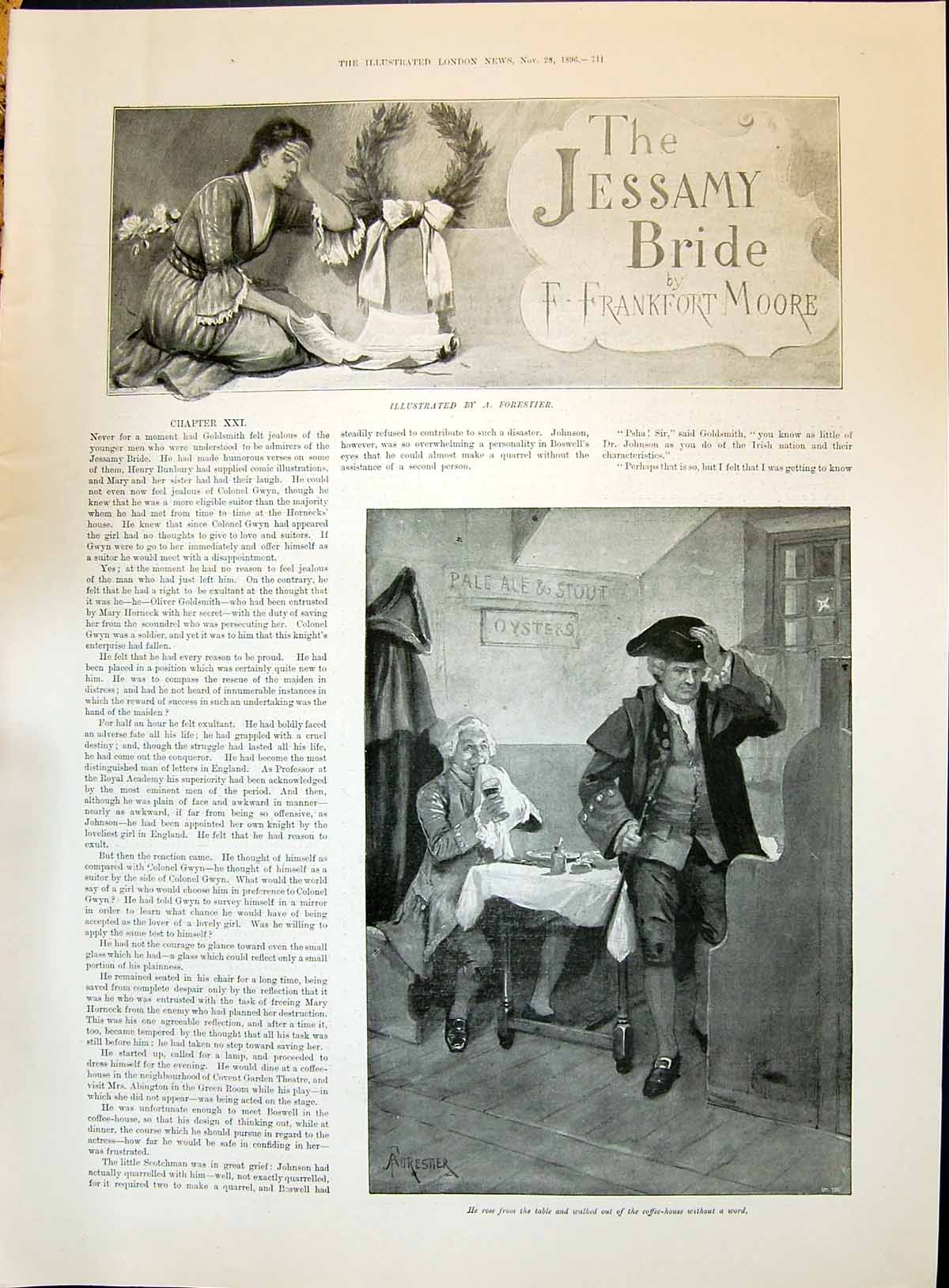 Old 1896 Story Illustration Jessamy Bride Frankfort Moore Men Public Victorian