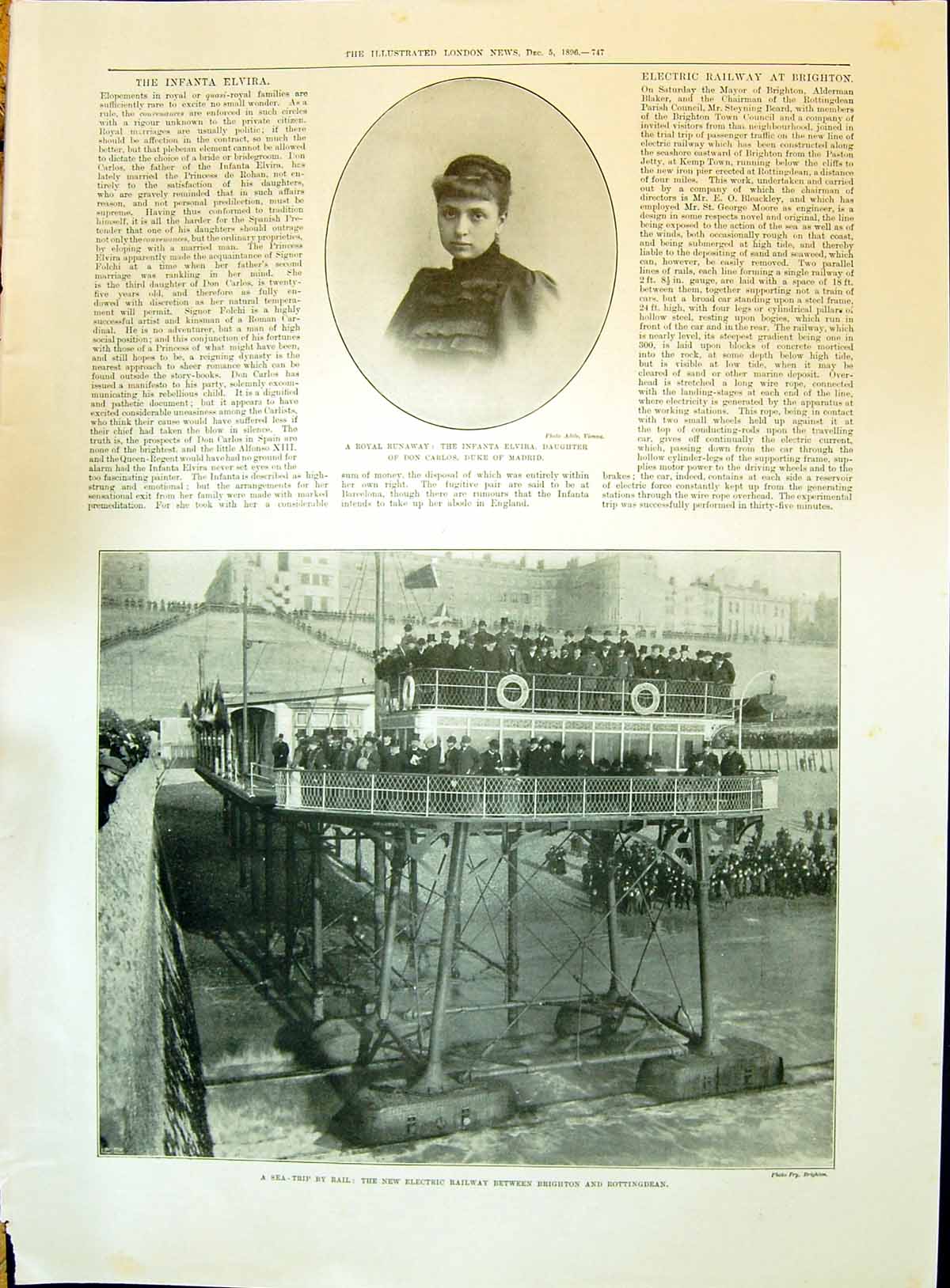 Old 1896 Elvira Don Carlos Madrid Electric Railway Brighton Blind Bal Victorian