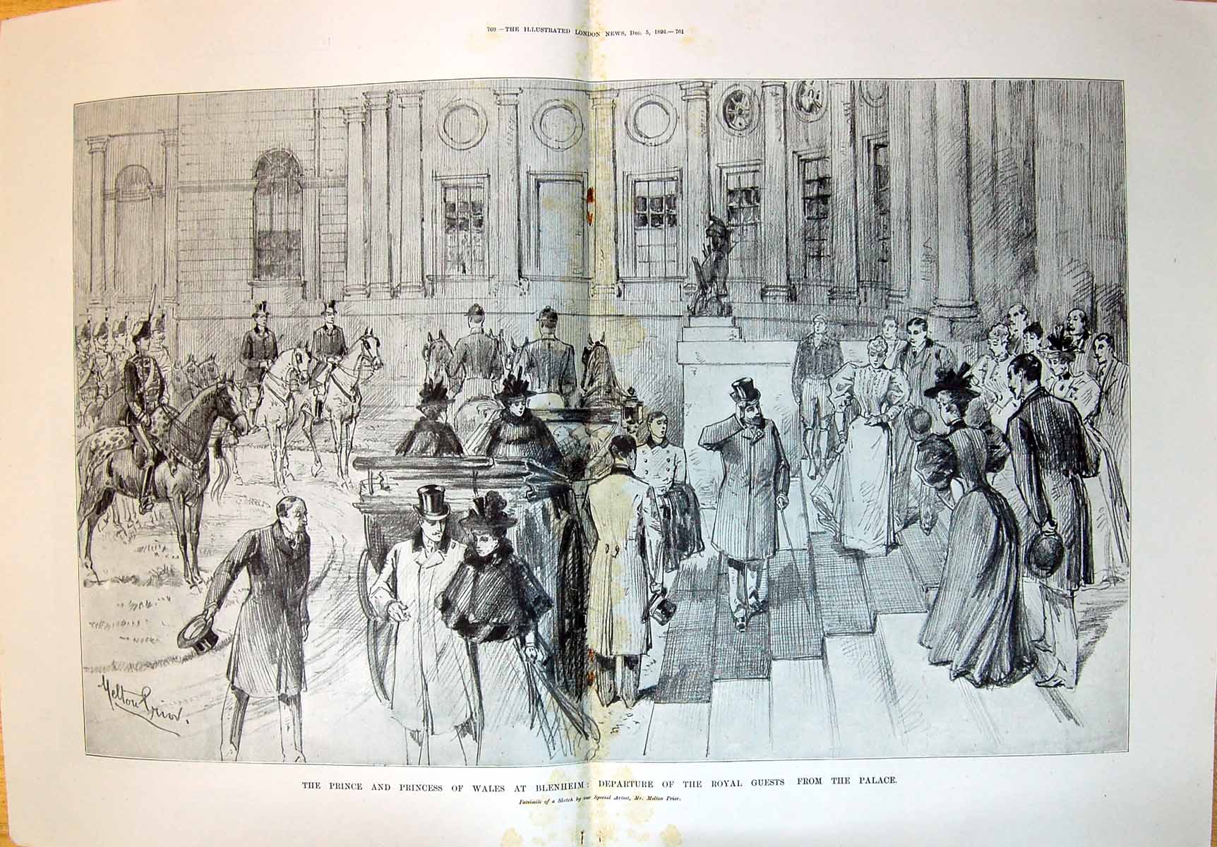 Old 1896 Prince Princess Wales Belnheim Palace Scene Departure RoyalVictorian