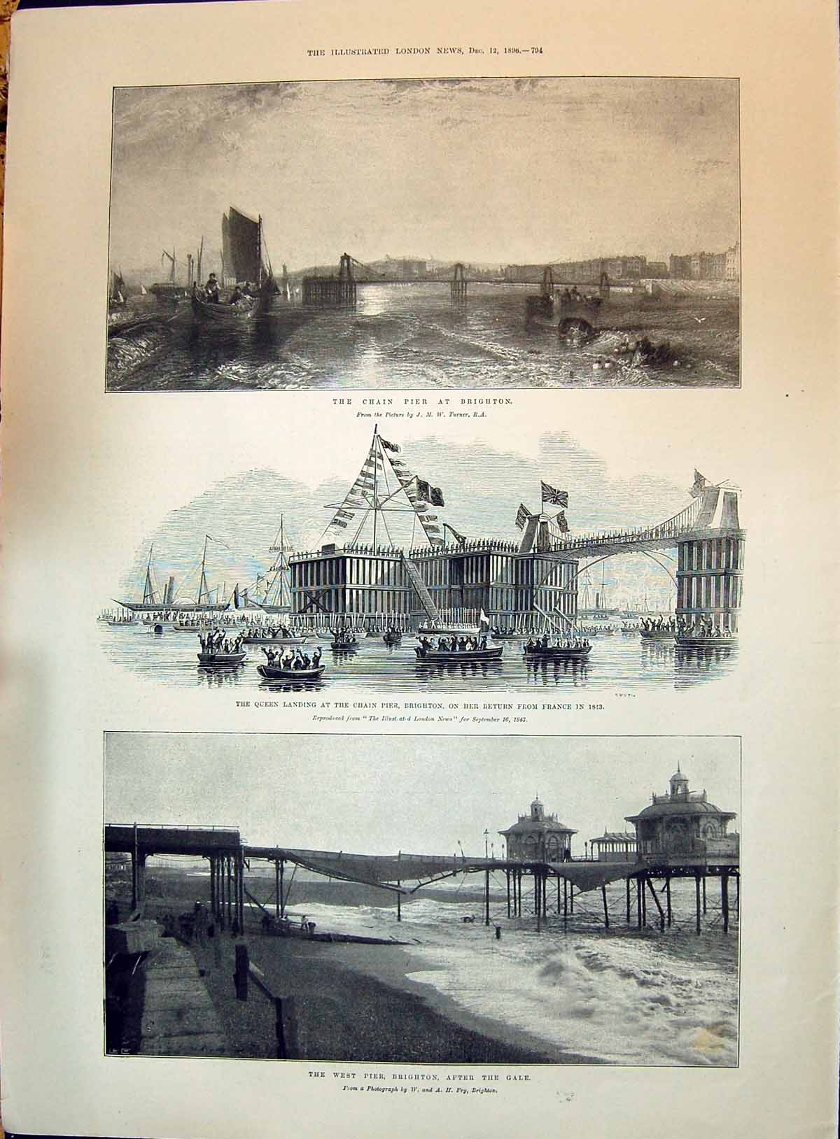 Old 1896 Chain Pier Brighton Queen Ship Stuart Relics Peebles Lord Gl Victorian