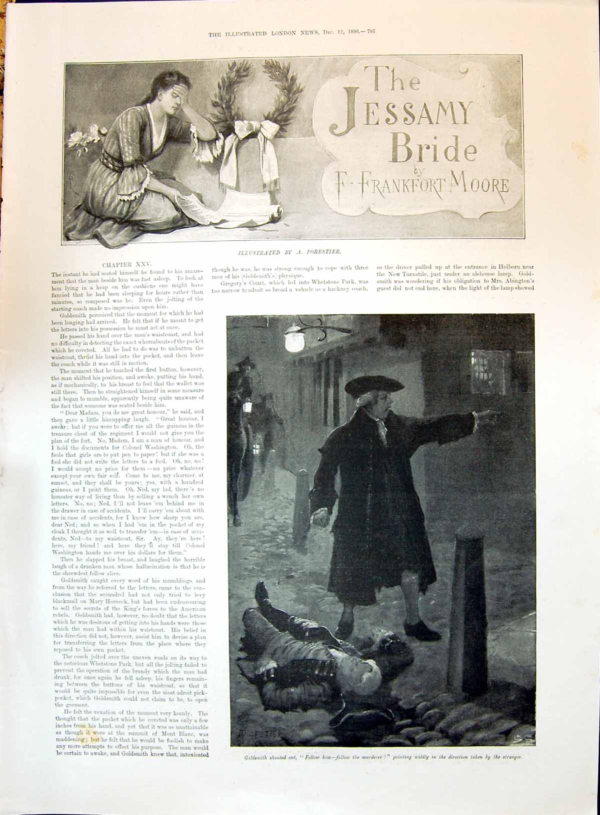 Old 1896 Story Illustration Jessamy Bride Frankfort Moore Injured Man Victorian