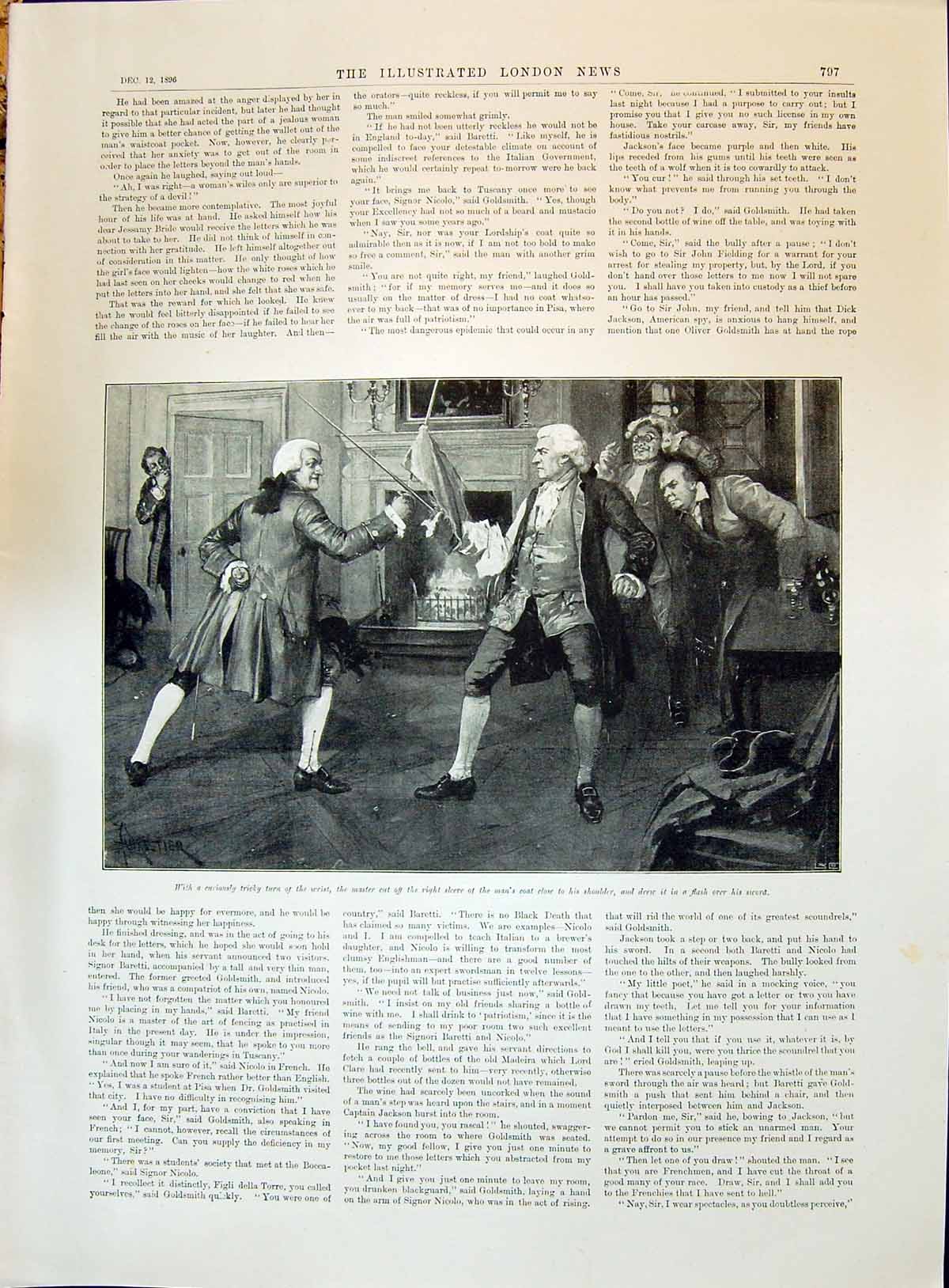 Old 1896 Men Swords Duel Fighting GCommunion Plate St. Paul'S Cathedral 19th