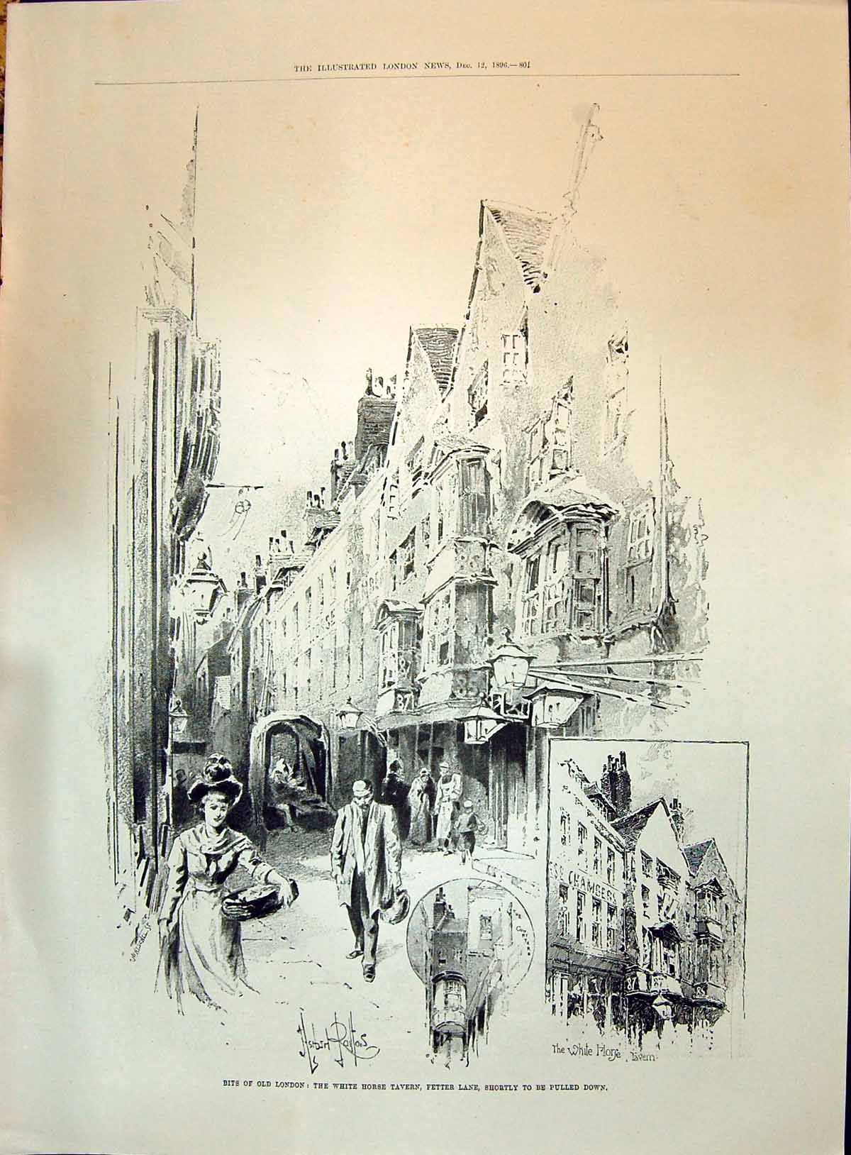 Old 1896 London White Horse Tavern Fetter Lane Lord Cromer Abbas Pash Victorian