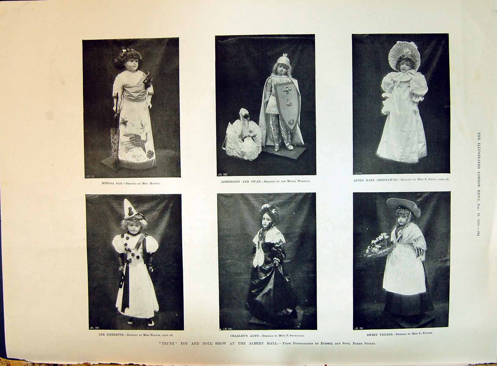 Old 1896 Truth Doll Albert Hall Mimosa Pierrette Greenaway Violets Ce Victorian