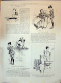 Antique Old Print 1896 Tommy Father Teacher School Bed Reading Books Pet Dog