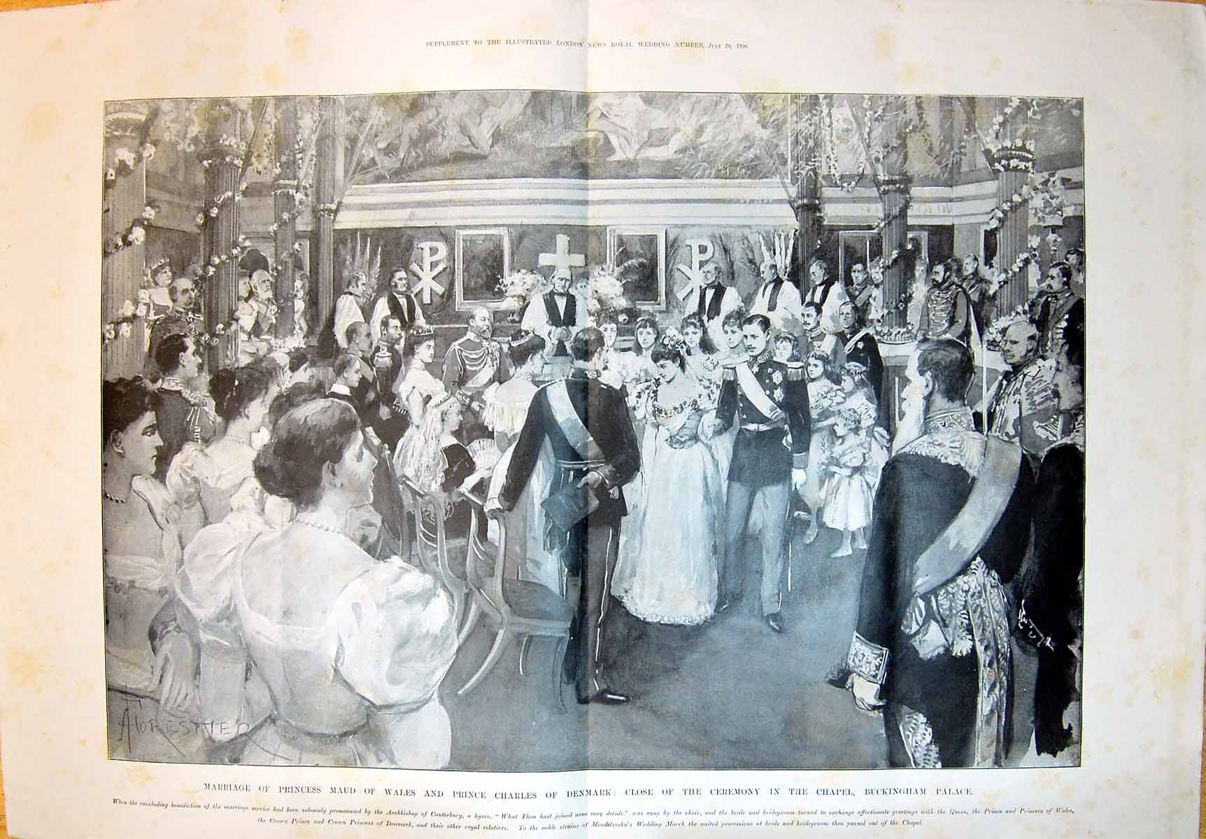 Old 1896 Marriage Princess Maud Wales Prince Charles Denmark Buckingh 19th