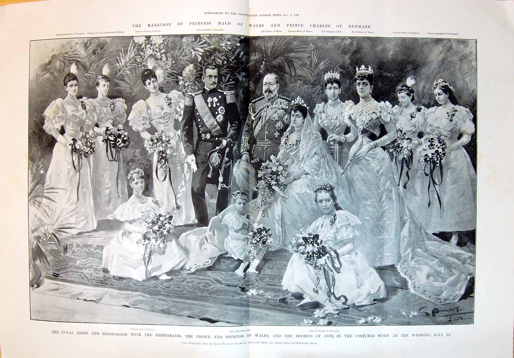 Old 1896 Royal Marriage Princess Maud Wales Charles Denmark Connaught 19th