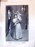 Old 1896 Christmas Mistletoe Young Girl Mother Father Love'S Tribute Victorian