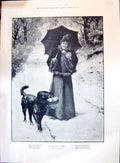 Old 1896 Errand Mercy Lady Walking Snow Dog Basket Man Lamp Passing H Victorian