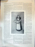 Original Old Antique Print 1896 Lady Nurse Carrying Box Man Candle Light Doll