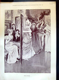 Original Old Antique Print 1896 Hide Seek Romance Ladies Men Dance Victorian