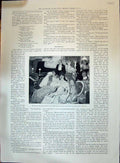 Old Antique Print 1896 Ladies Dance Piano Music Sitting Graveyard Church 19th