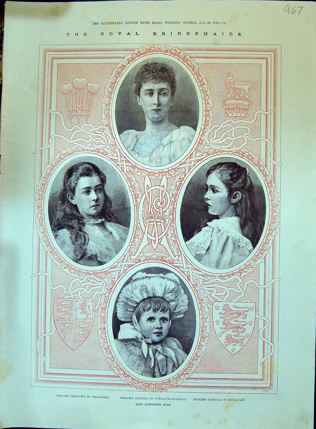 Old 1896 Royal Bridesmaids Margaret Victoria Patricia Lady Duff Prese Victorian