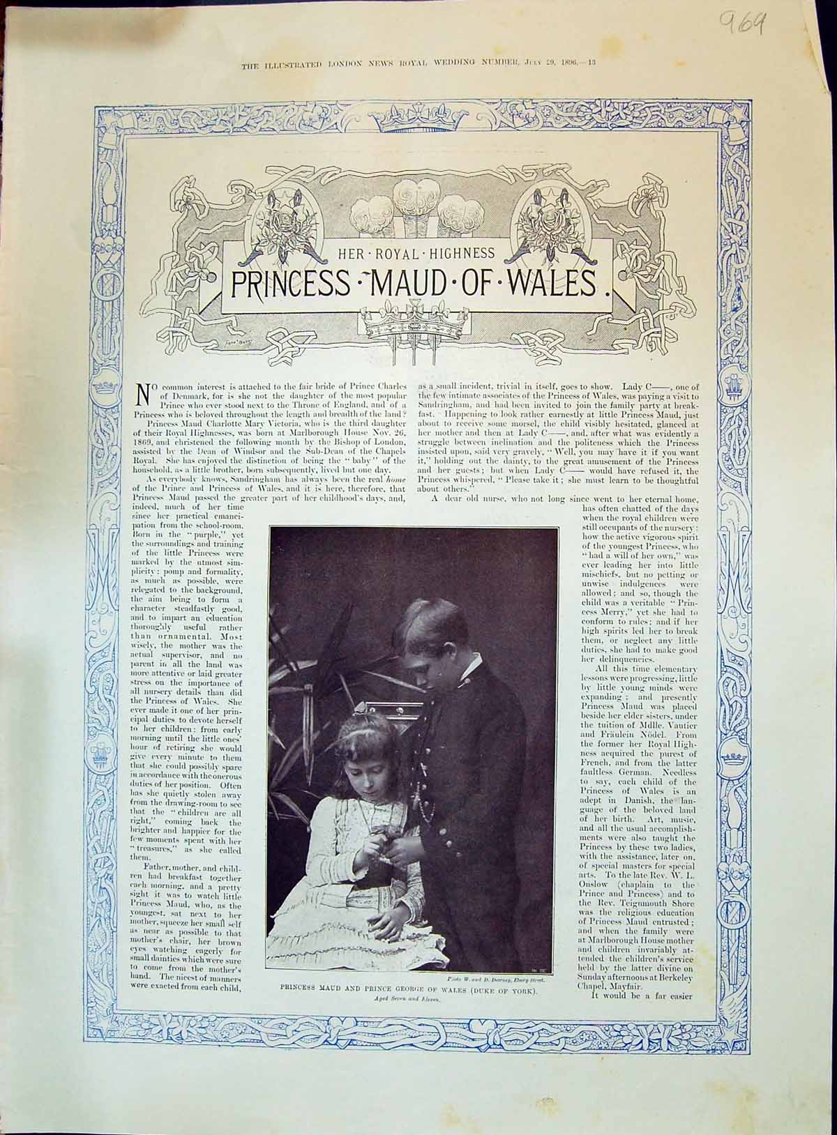 Old 1896 Princess Maud Wales Prince George Wales Duke York Victoria R Victorian