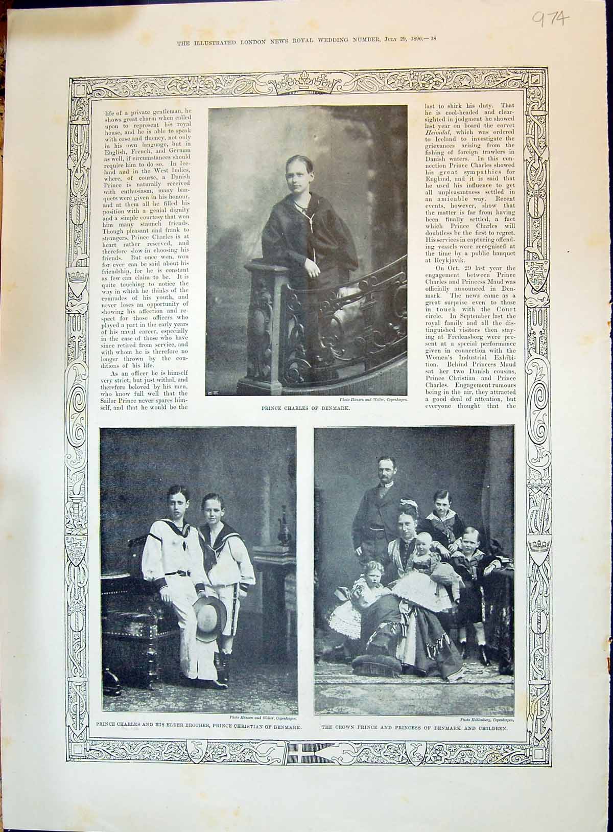 Old 1896 Prince Charles Denmark Christian Princess Children Louisa Ha Victorian