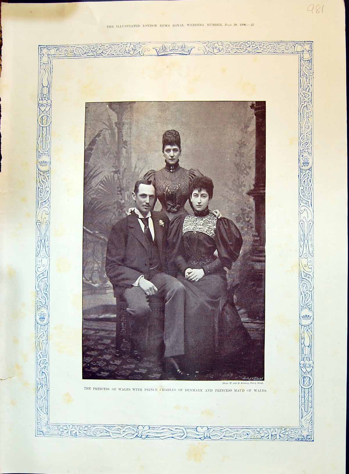 Old 1896 Princess Wales Prince Charles Denmark Maud Wales Grandparent Victorian