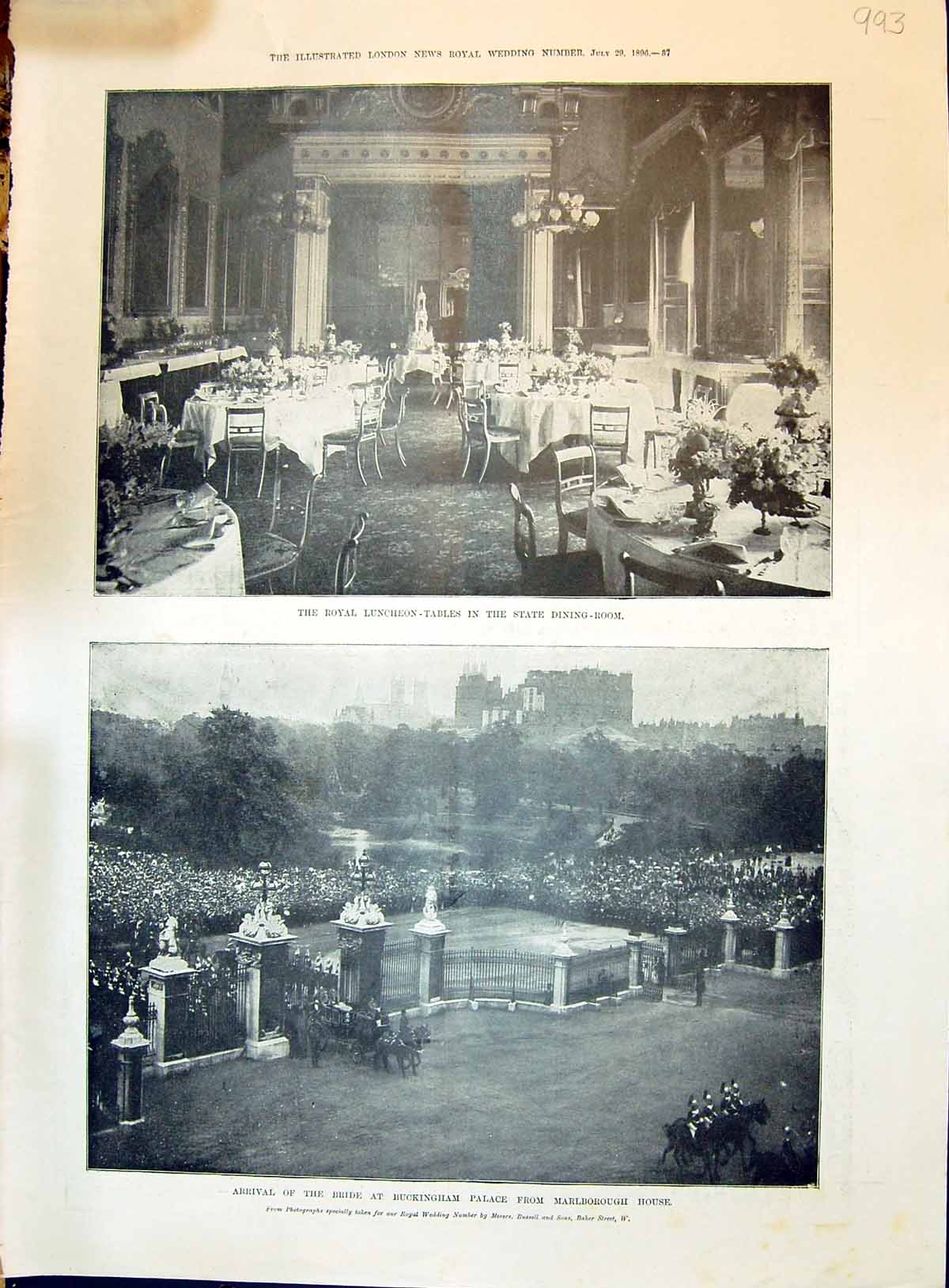 Old 1896 Royal Luncheon Tables Buckingham Palace London Royal Wedding Victorian