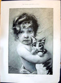 Old 1897 Comrades Arms Young Boy Cat Painting Cinderella Pilgrim'S Pr Victorian
