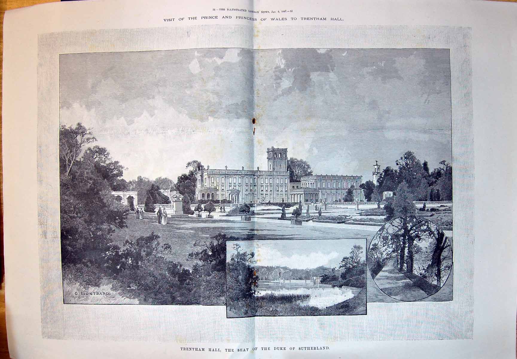 Antique Print 1897 Trentham Hall Scenes Seat The Duke Sutherland Montbard 0 19th