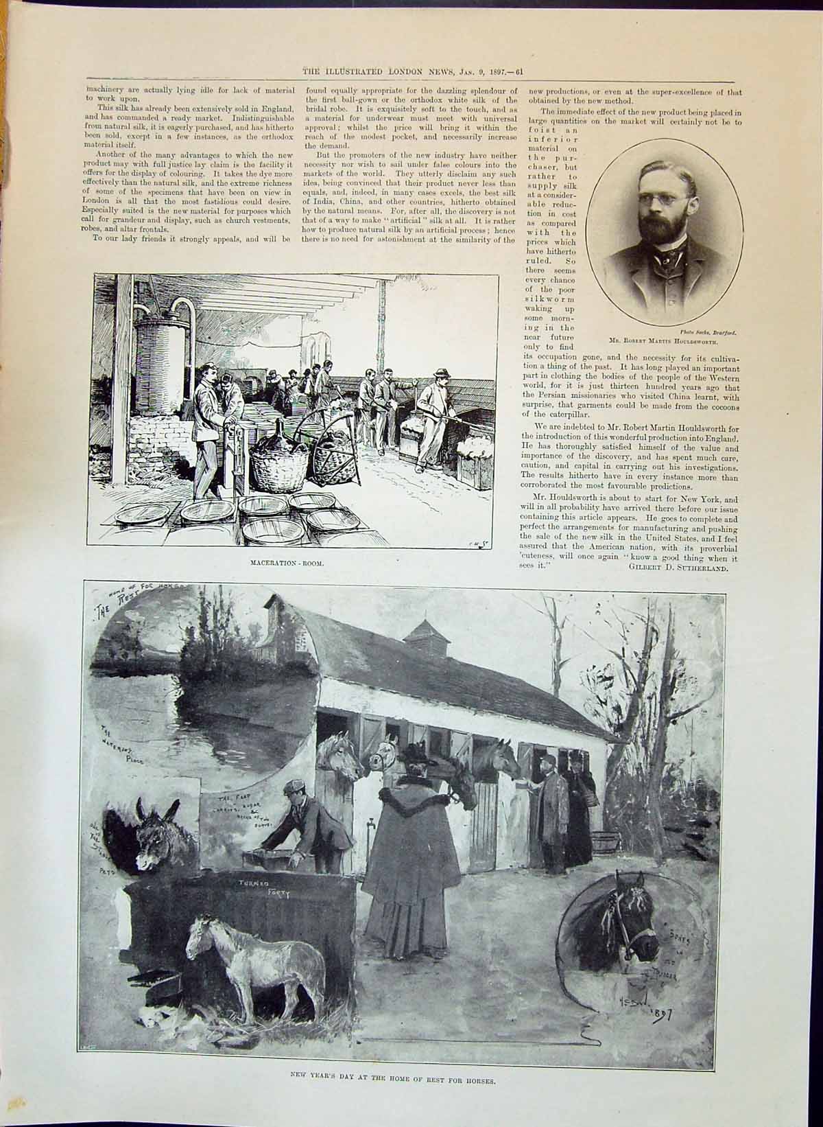 Old Print 1897 Maceration Room Robert Martin Houldsworth Home Rest For H 19th