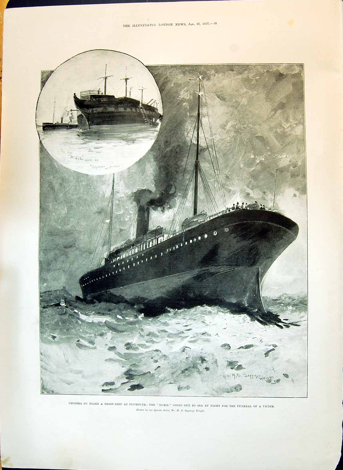 Old 1897 Cholera Troop-Ship Plymouth Nubia Funeral Massacre Niger Pro Victorian