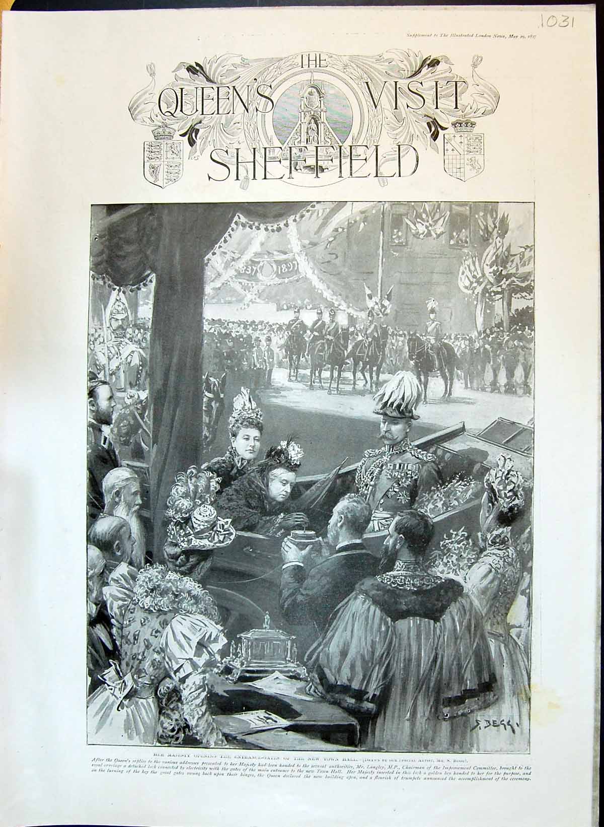 Old 1897 Queen'S Visit Sheffield Entrance Gates Town Hall Royal Carri 19th