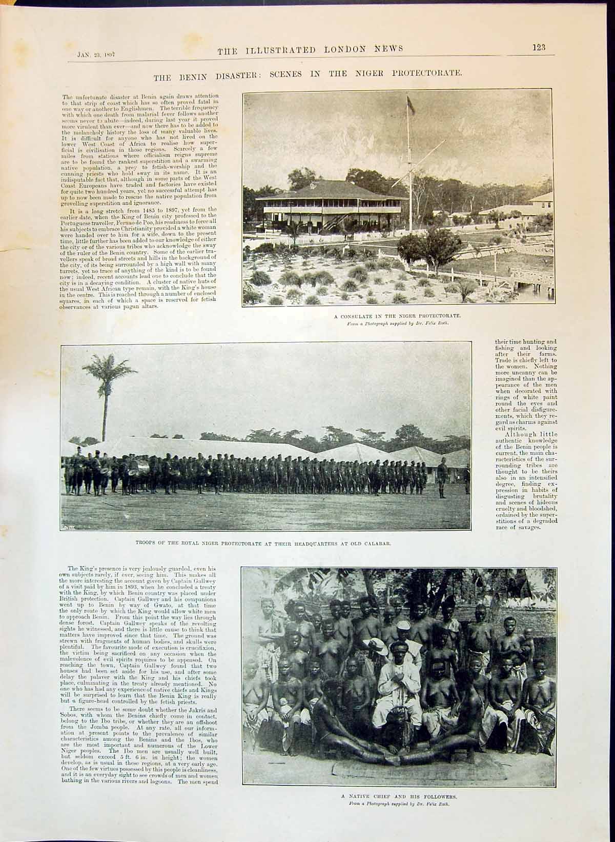 Old 1897 Benin Disaster Niger Protectorate Scenes Troops Chief Poona Victorian