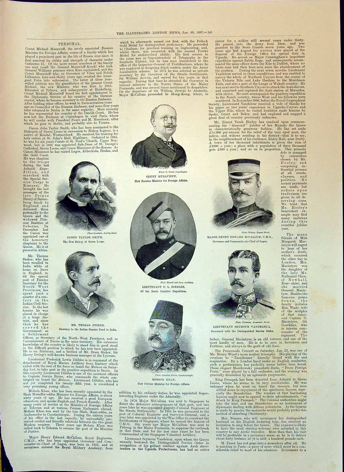 Old 1897 Smith Muravieff Mccallum Vandeleur Dibblee Stoker Khan Foley Victorian