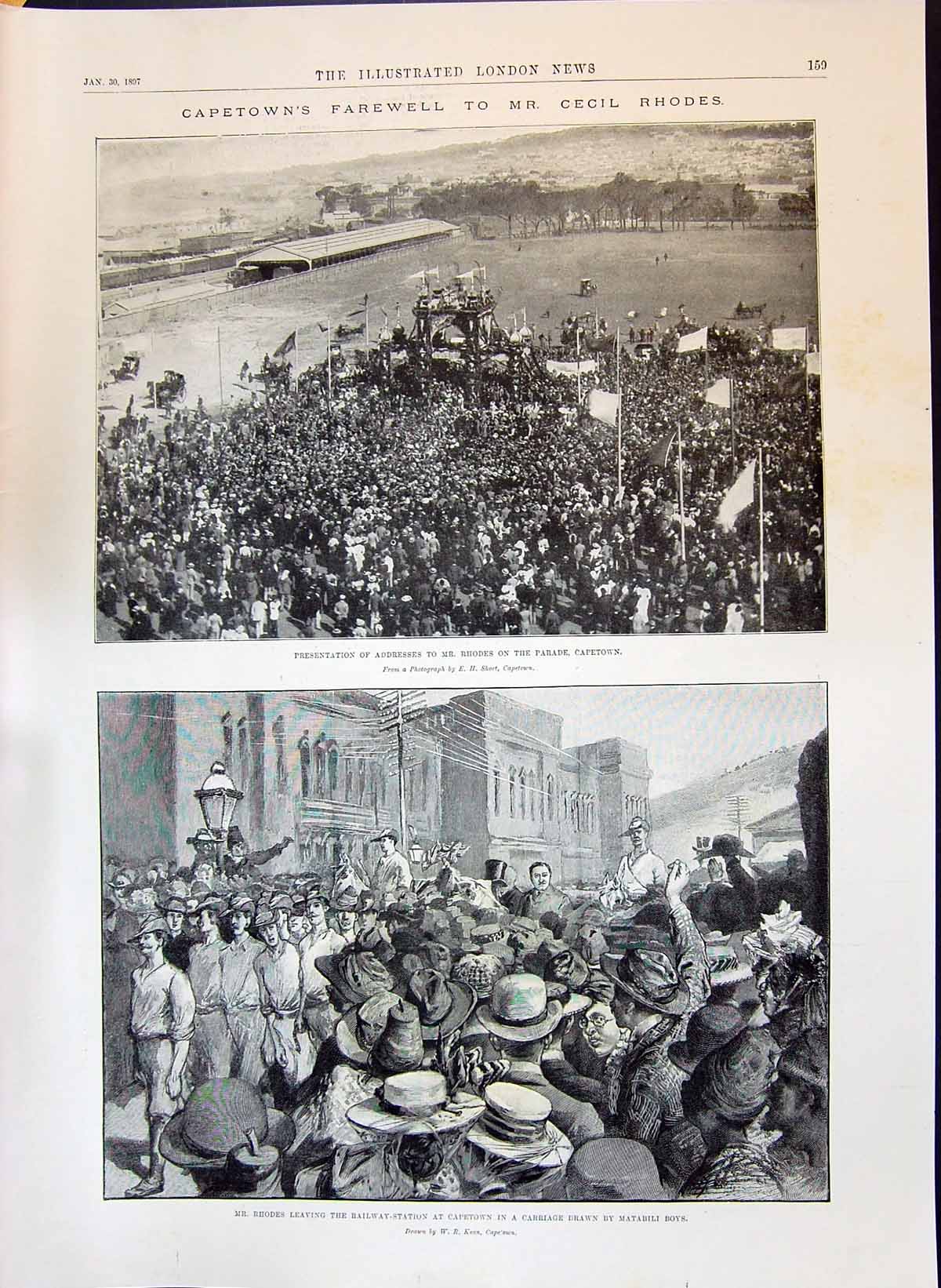 Old 1897 Capetown'S Farewell Mr. Cecil Rhodes Parade Railway-Station Victorian