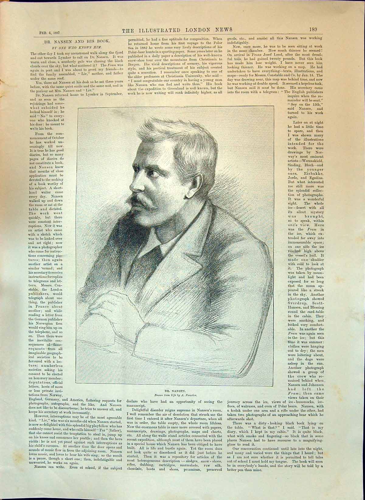 Antique Print 1897 Dr. Nansen Drawing Forestier Benin Expedition Calabar So