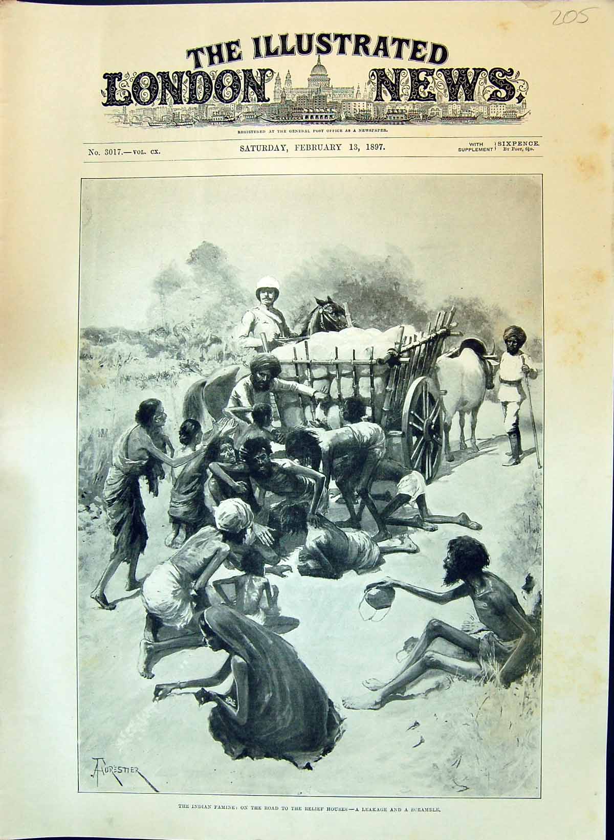 Old 1897 Indian Famine Road To Relief Houses Leakage And A Scramble F Victorian