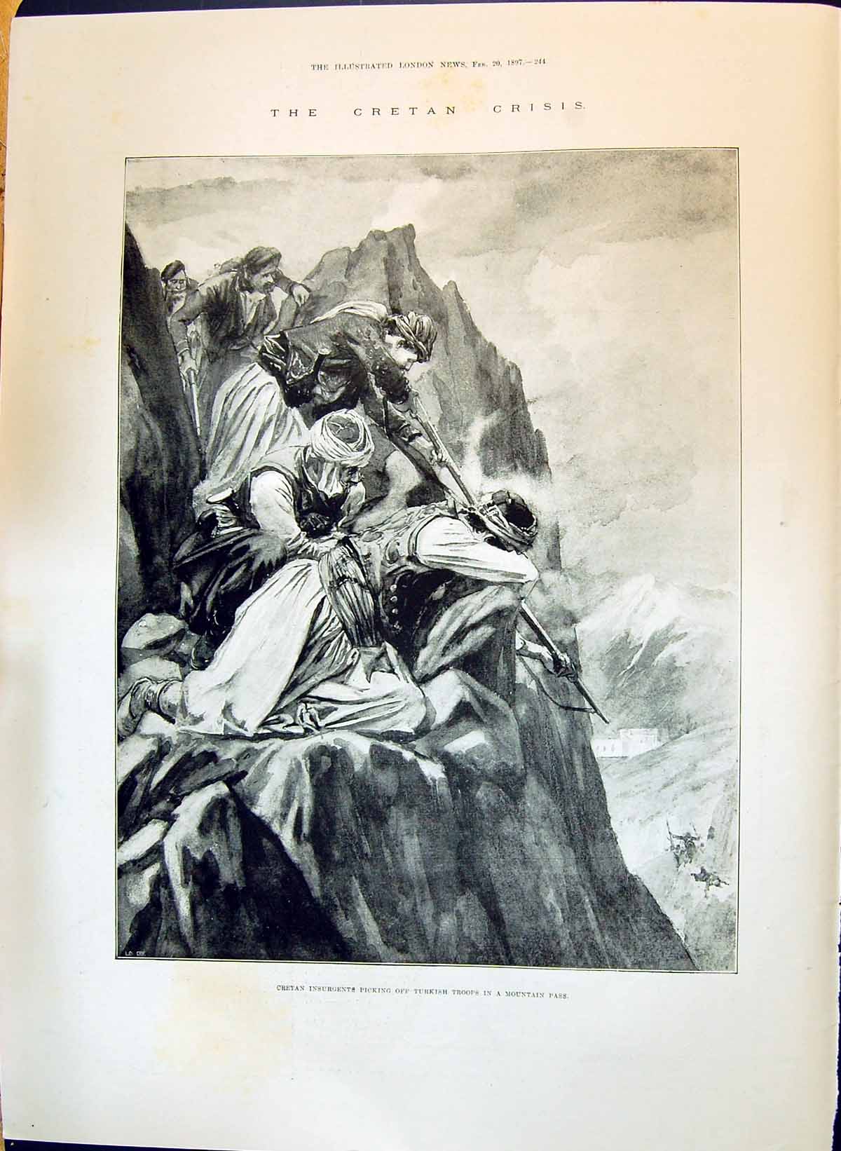 Old 1897 Cretan Crisis Insurgents Picking Off Turkish Troops Thomson Victorian