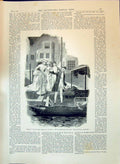 Old Antique Print 1897 Romance River Boat Man Woman Outdoor Scene Burgess 19th