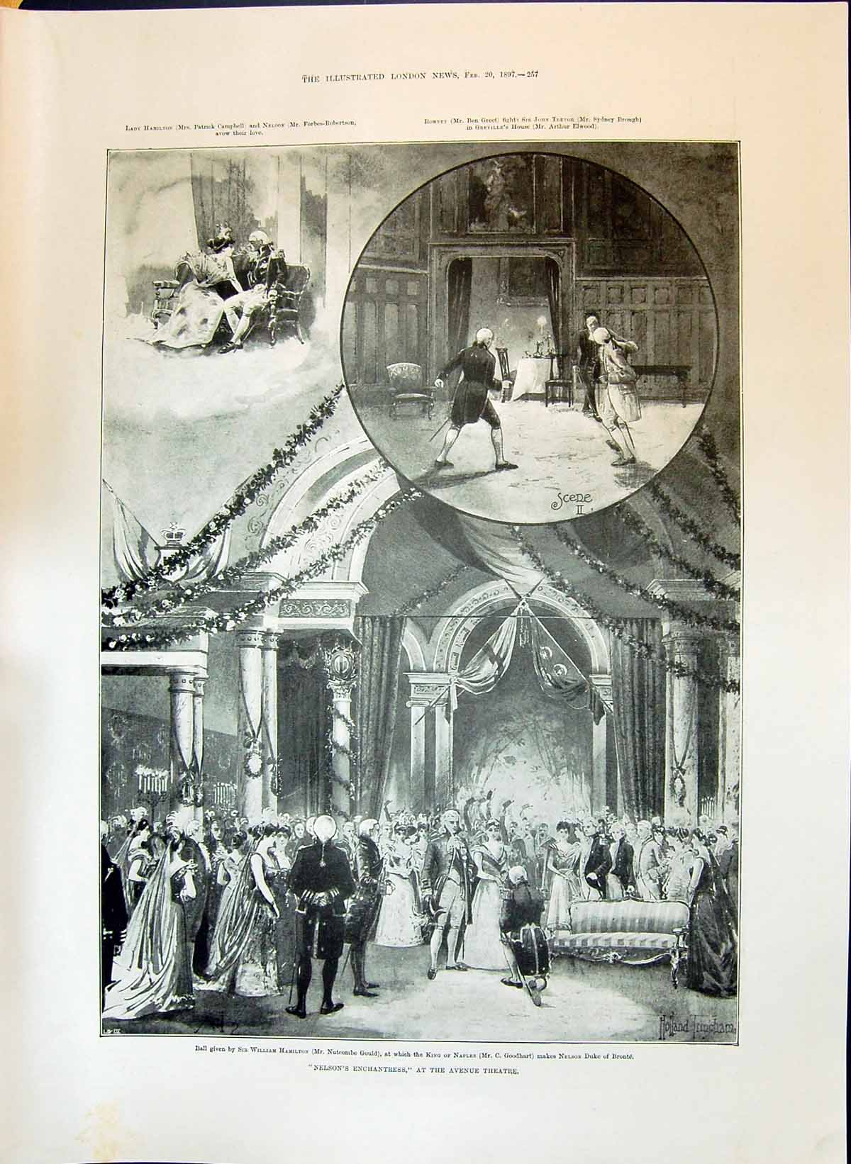Old Print 1897 Nelson Enchantress Avenue Theatre William Hamilton King Na 19th
