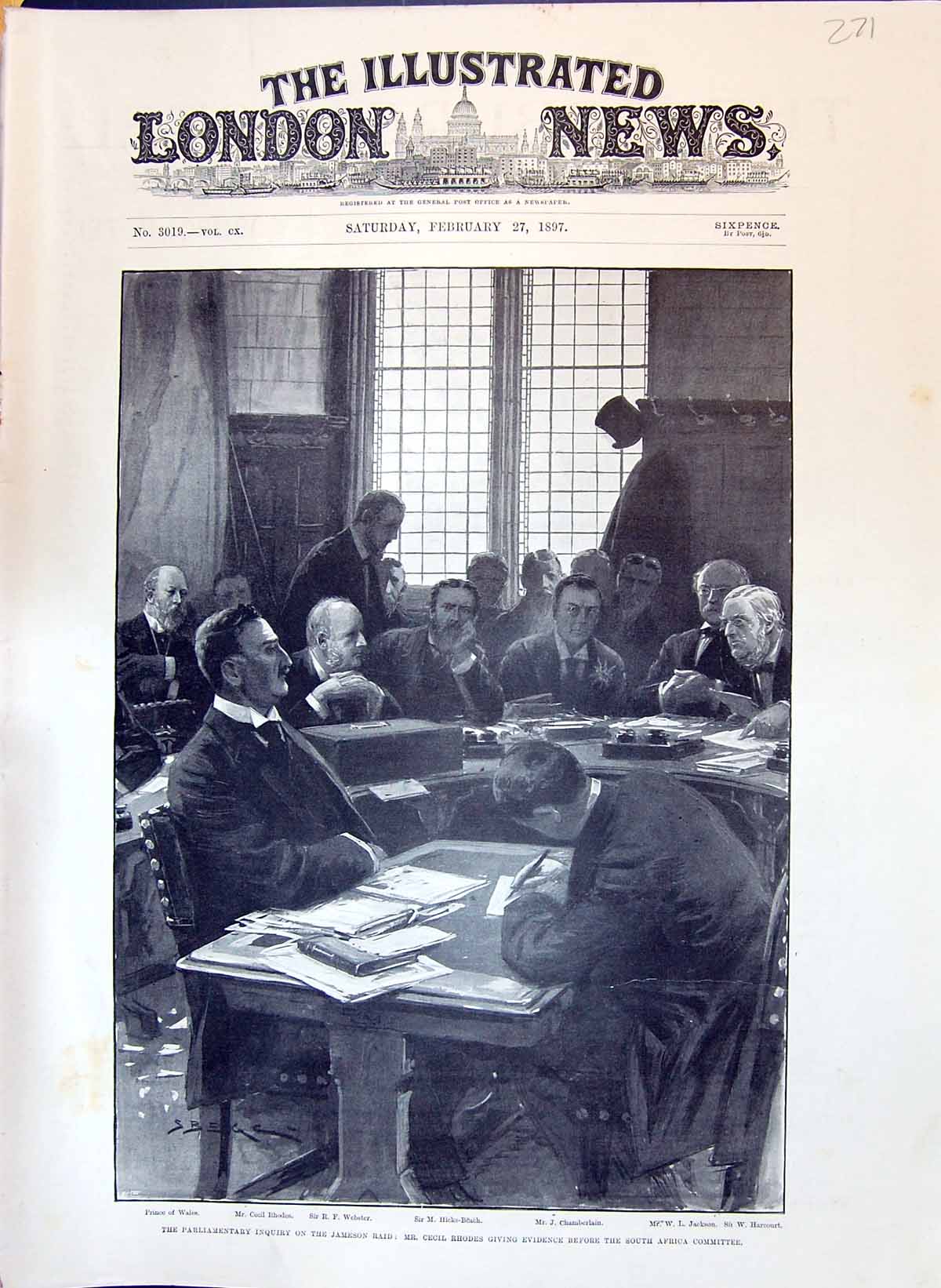 Print 1897 Parliamentary Inquiry Jameson Raid Cecil Rhodes South Africa Princ