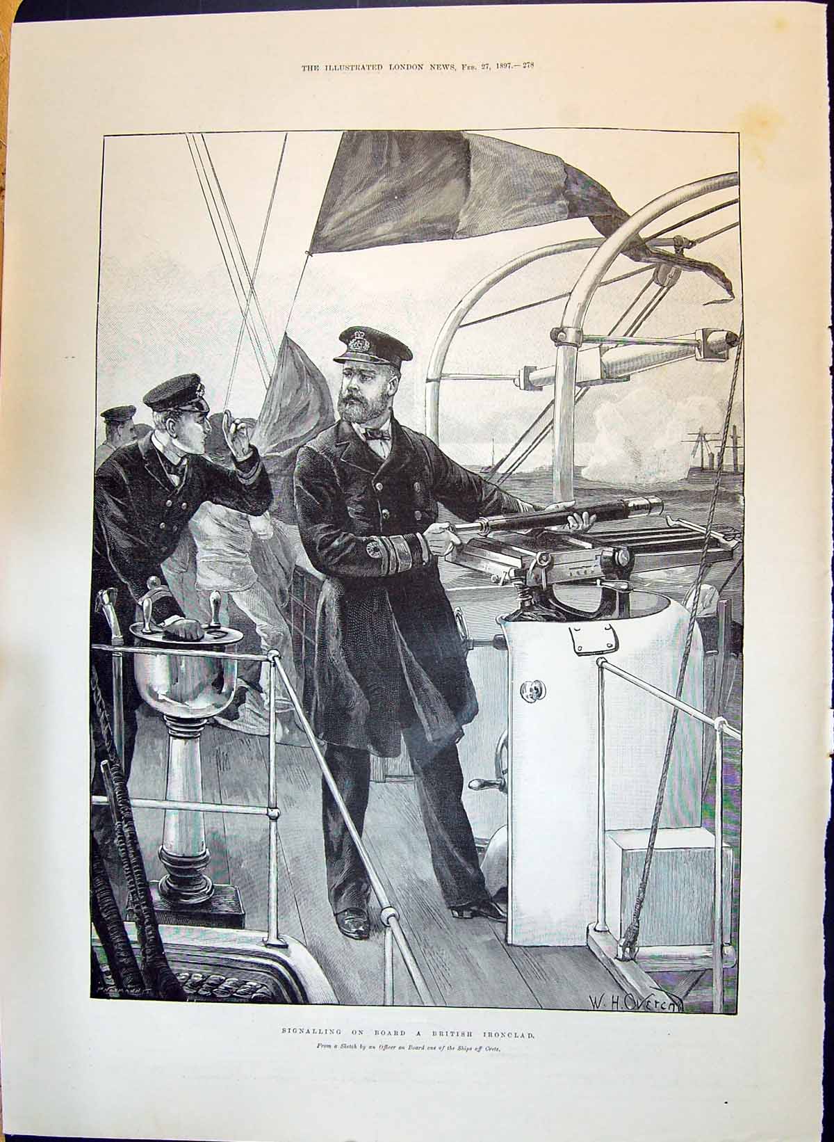 Old 1897 Signalling On Board British Ironclad Cadell Blondin Pritchar Victorian