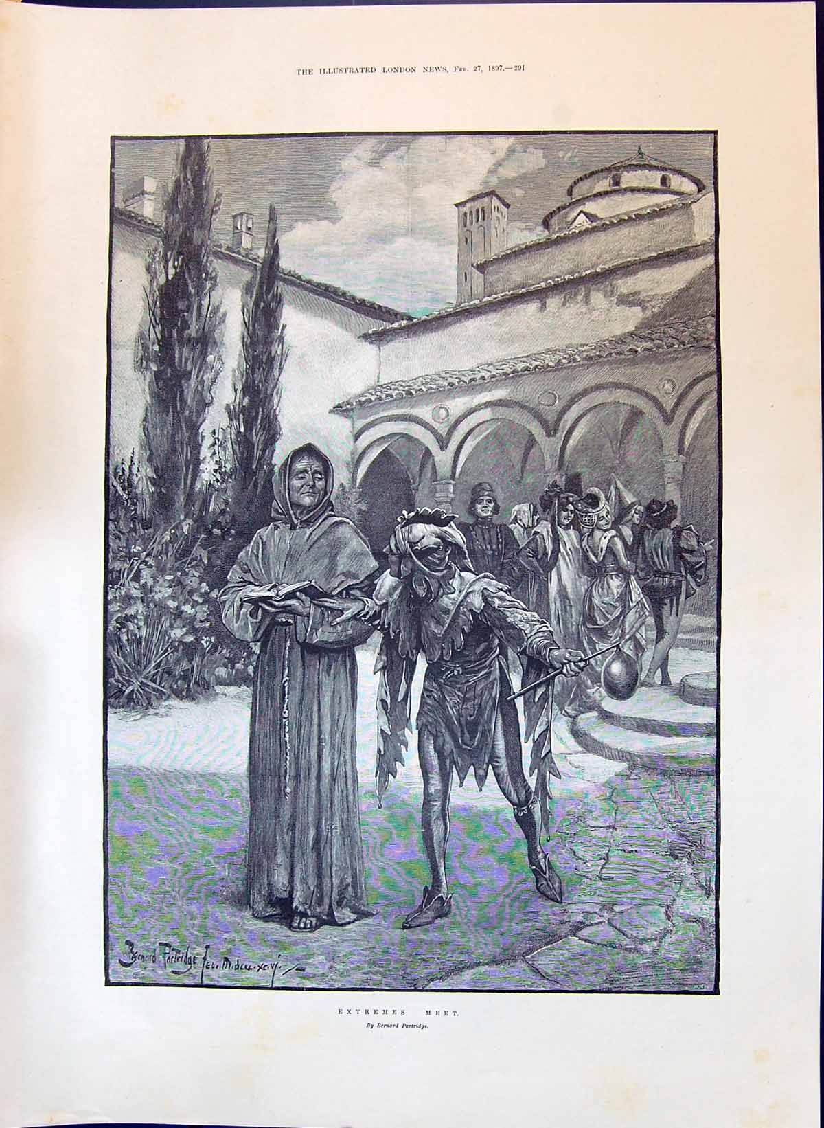 Old 1897 Extremes Meet Bernard Partridge Outdoor Scene Benin Expediti Victorian