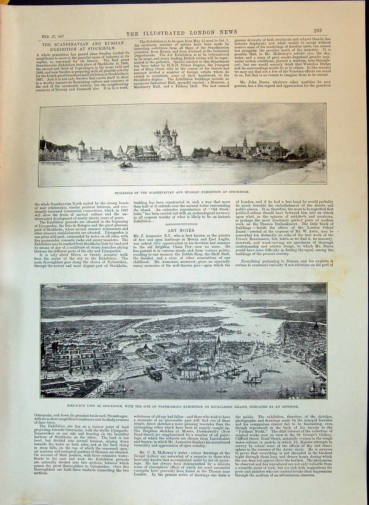 Old 1897 Scandinavian Russian Exhibition Stockholm Djurgarden Island Victorian